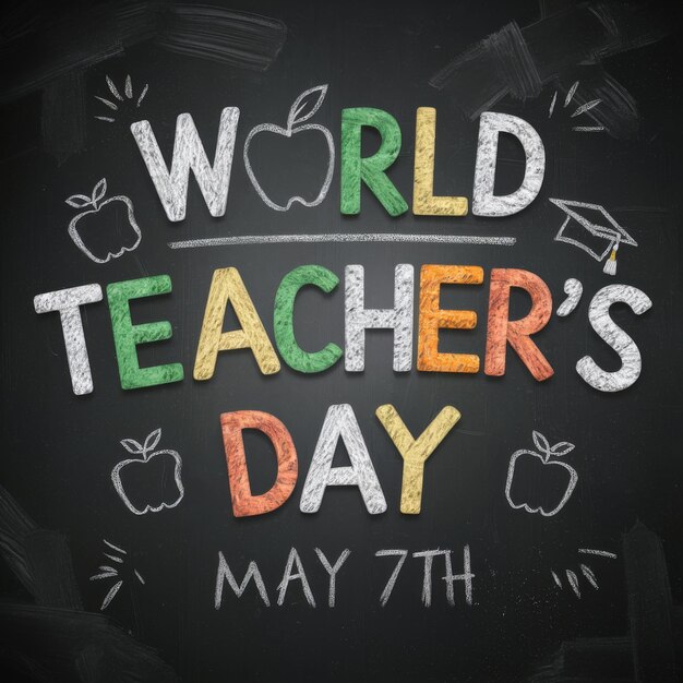 World Teachers Day Written in Chalk on a Blackboard