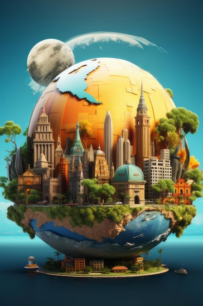 World Tourism Day 3D illustration background