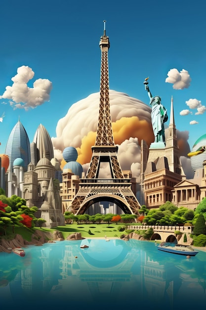 World tourism day 3d illustration background