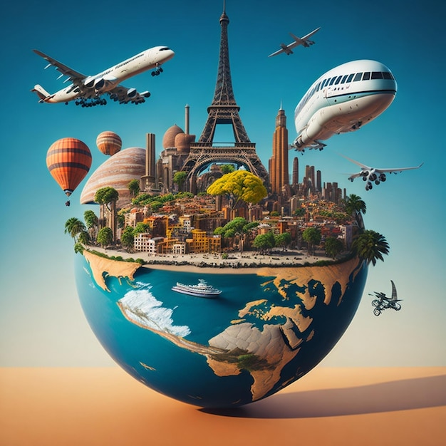 Premium AI Image | World tourism day 3d rendering background ai generative