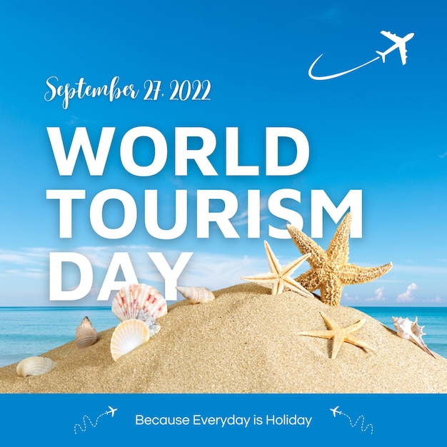 World tourism day background with beach