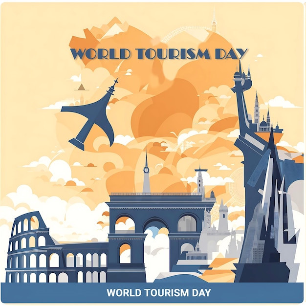 Photo world tourism day good for world tourism day celebration flat design