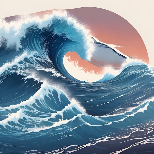 World Tsunami Day Drawing Illustration Tsunami Wave With Water Wave Illustration AI Generate