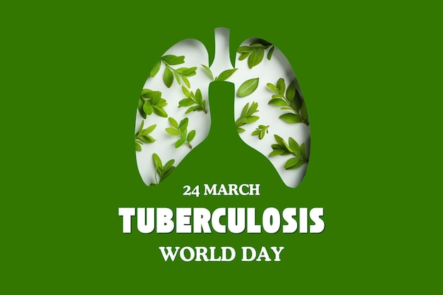 world tuberculosis day image of healthy human lungs on a green background with text