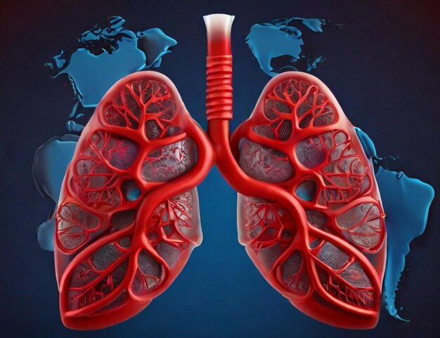 World tuberculosis day red background with lungs