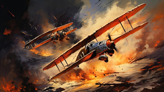 World War I pilots engaged in aerial dogfights