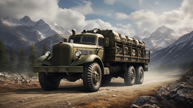 Photo world war two army truck