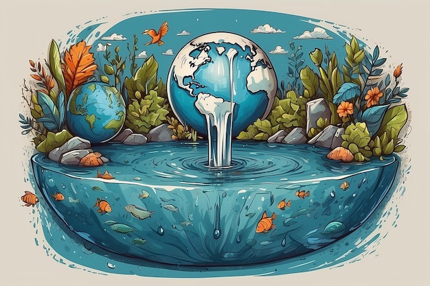 world water day on 22 march vector illustation blue background