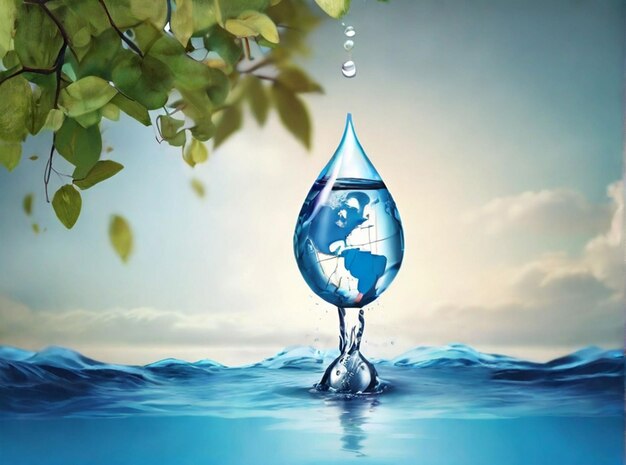 Photo world water day concept background