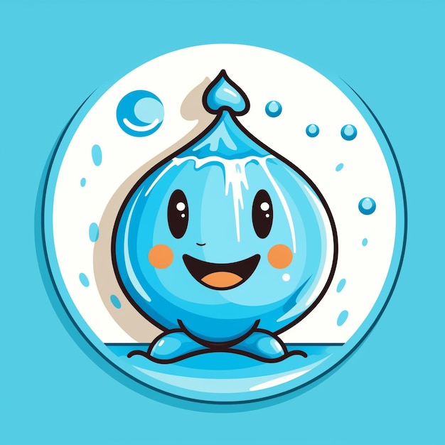 Photo world water day cute cartoon illustration save the water and ecology concept