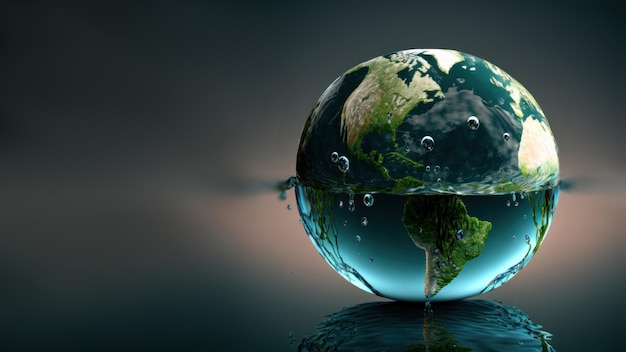 World water day graphic design generative ai background with copy space Concept of eco life or save the world