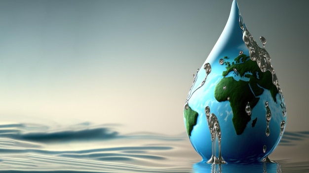 World water day graphic design generative ai background with copy space Concept of eco life or save the world