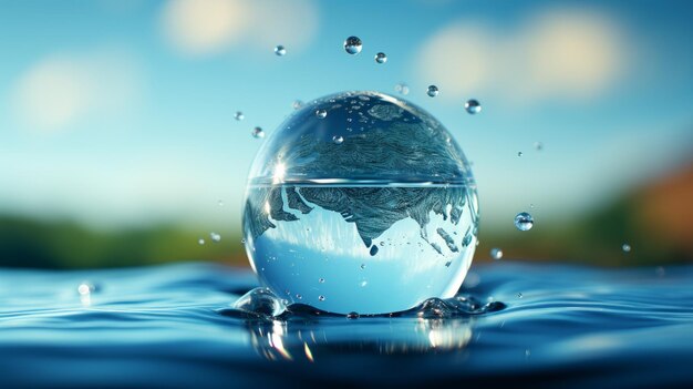 World water day realistic drop of water falling ai generated illustration