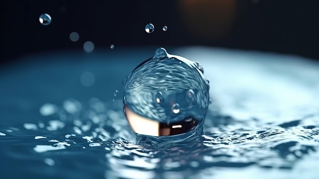 World water day Realistic drop of water falling Generative Ai