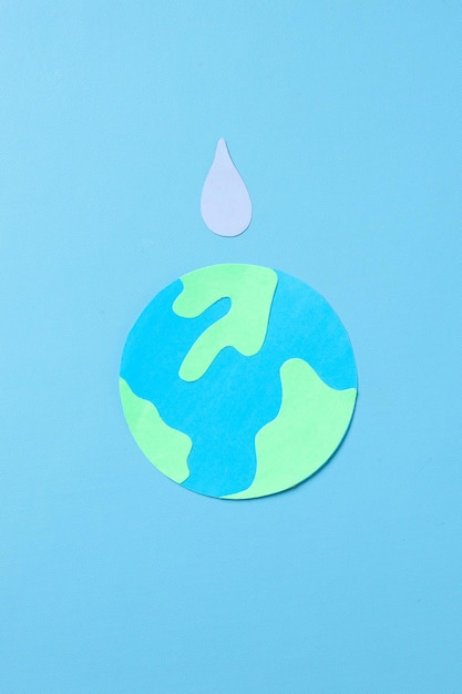 Photo world water day save the water globes and water drop on blue background