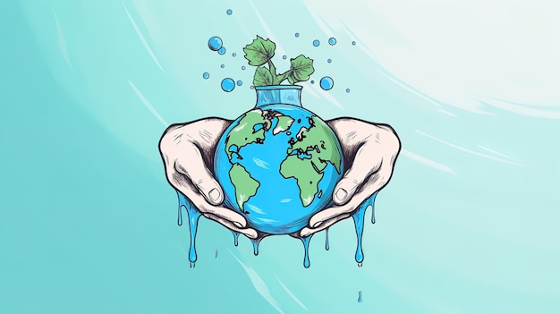 World Water Day water conservation cartoongenerated with AI