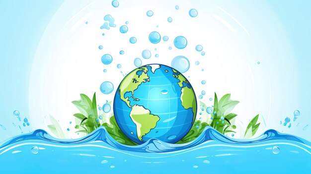 Photo world water day water conservation cartoongenerated with ai