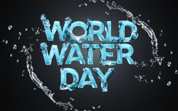 World Water Day watercolor 3d template