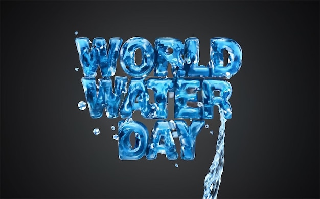 World Water Day watercolor 3d template