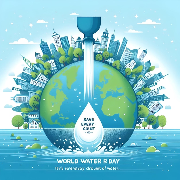 Photo world water day with nature ai generated