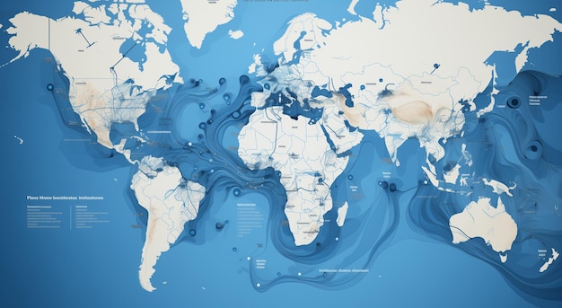 Photo world water map analysis in international water day