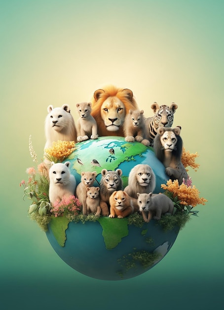 World wild animal day concept with copyspace