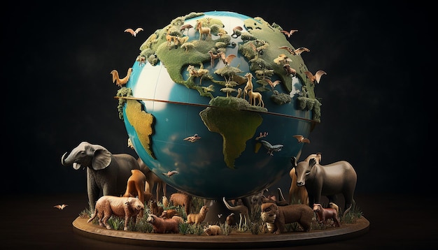 world wild Animals surrounding the globe