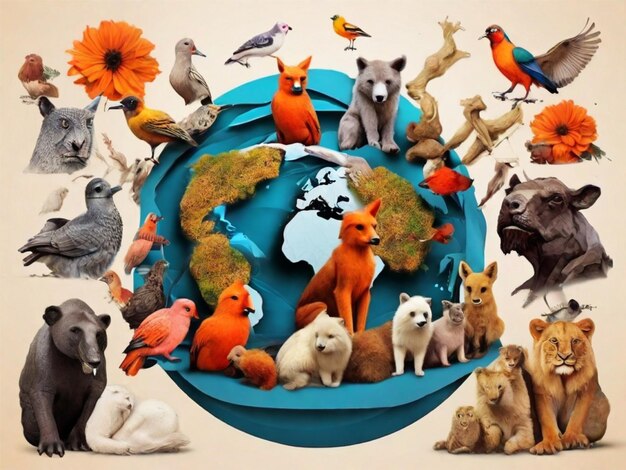 World wildlife day flat illustration image High resolution Colorful Image AI Generate image