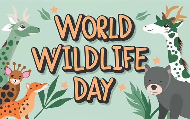 World Wildlife Day typography with the animal in junggle