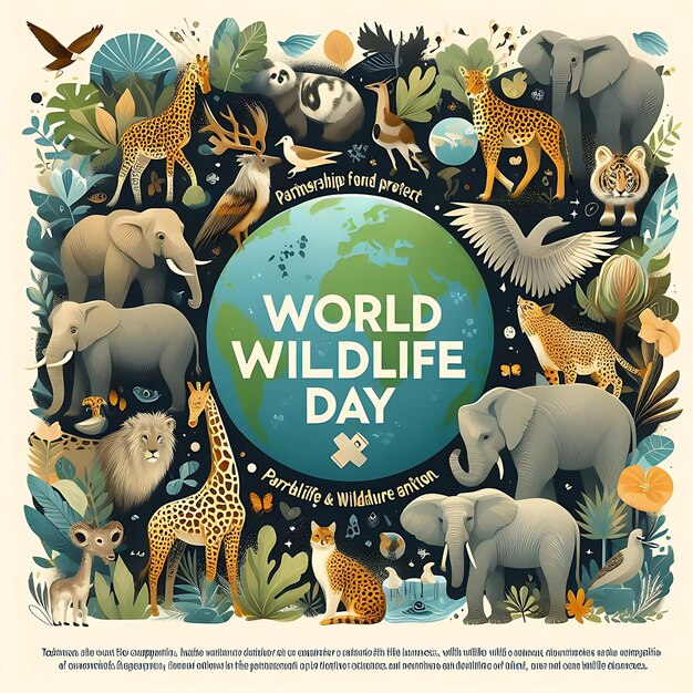 Photo world wildlife day with the animal ai generated