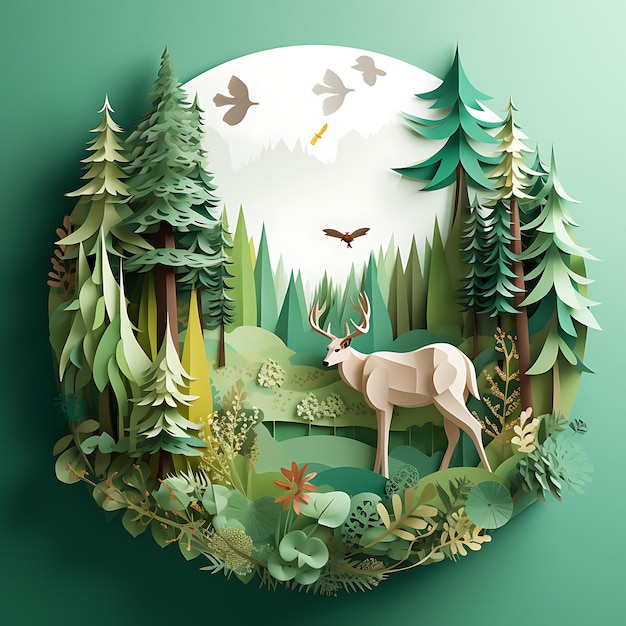 World Wildlife Day with the animals Paper art and digital craft style WorldAnimalDay WildlifeIllus
