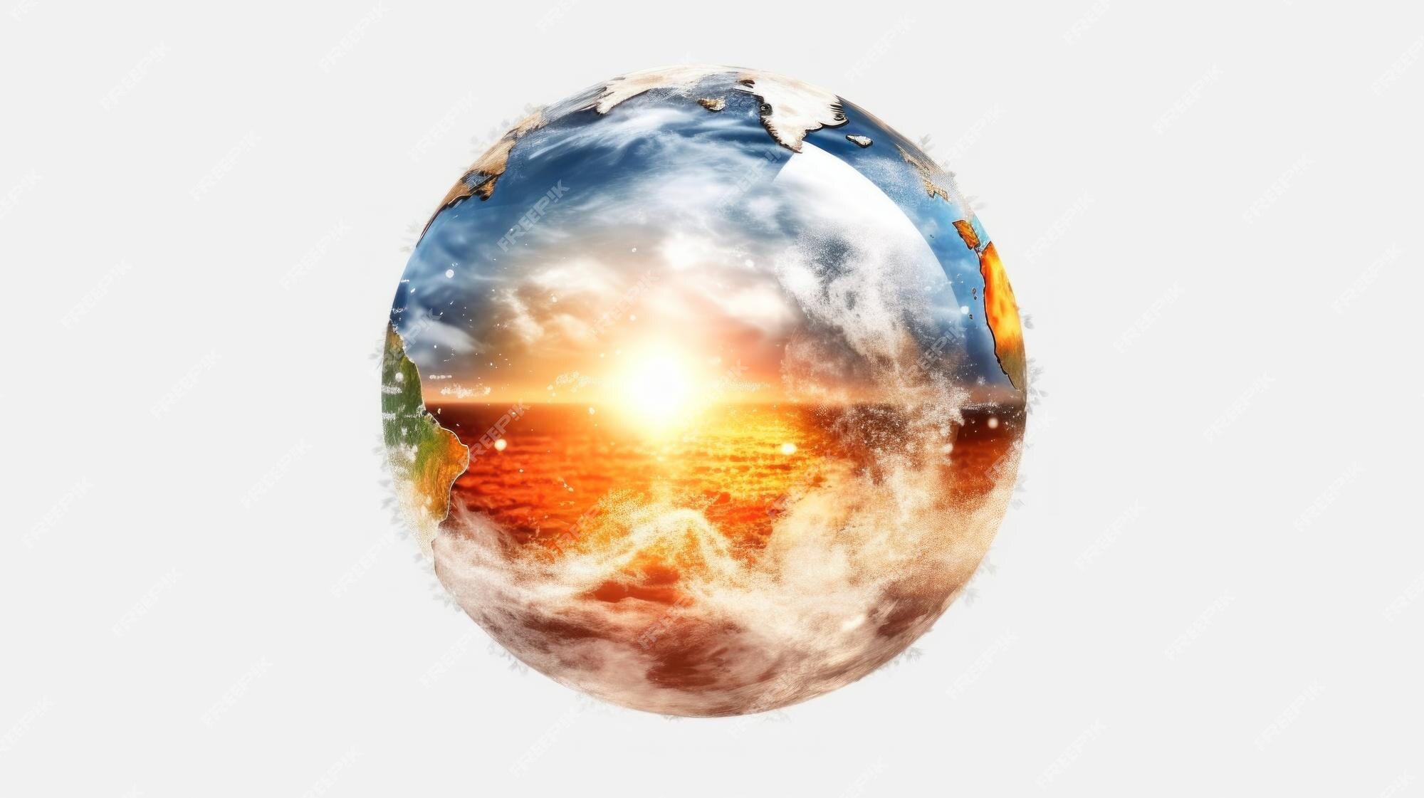 Premium AI Image | a world with a world map and the sun on it