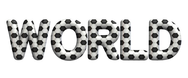 World word made from a football soccer ball texture 3D Rendering