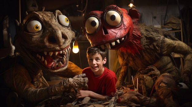 A worlds big and most horror puppet playing with