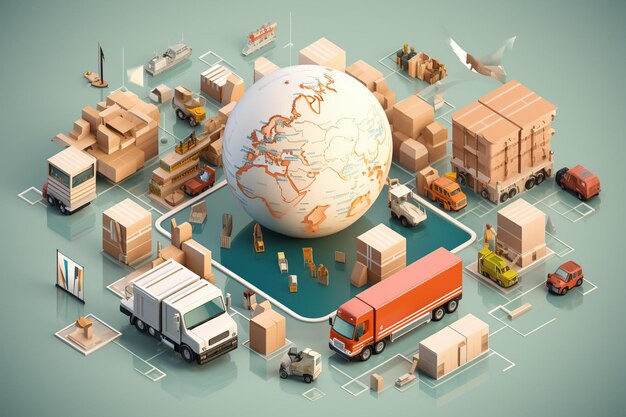 Photo worldwide post delivery isometric