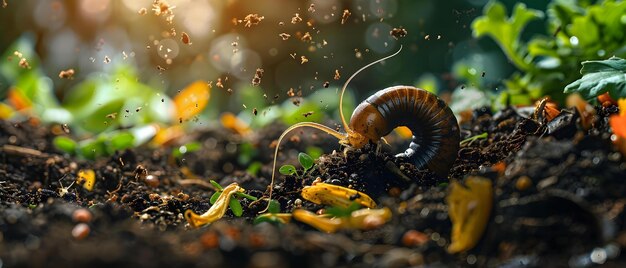 Photo the worm39s role in compost creating nutrientrich humus concept composting worms soil health organic recycling humus