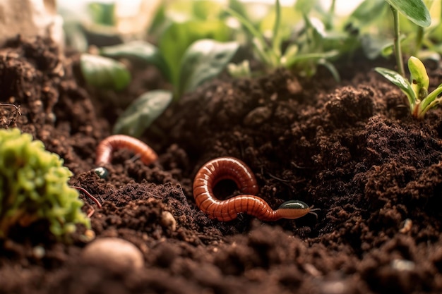 Photo worms soil generate ai