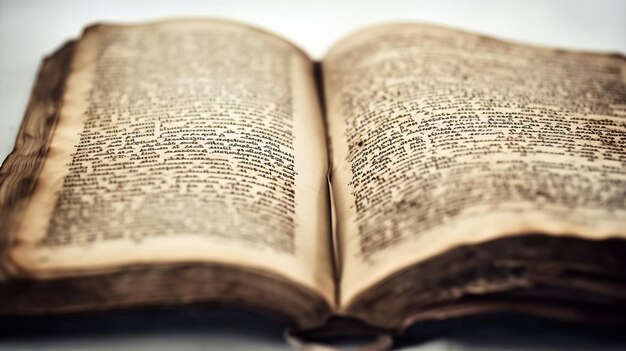 Worn shabby Jewish book isolated on white