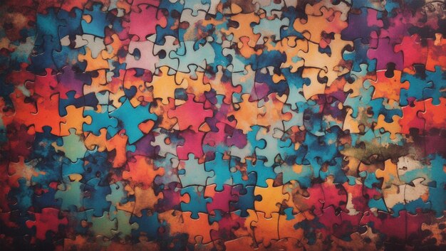 worn texture of colorful puzzle