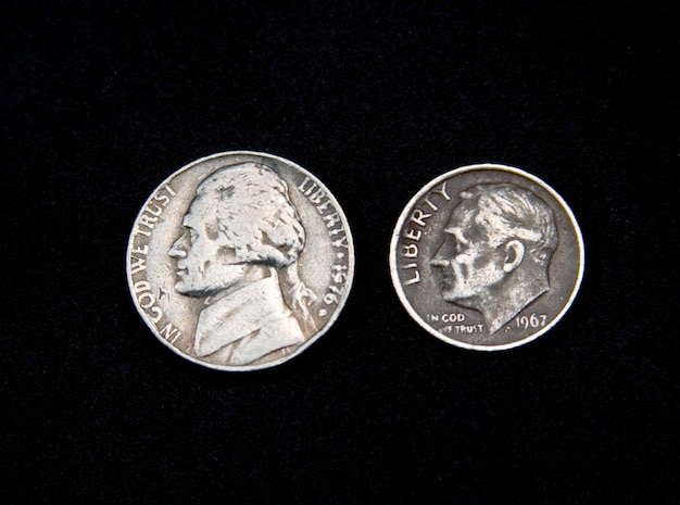 Worn US Nickel and Dime