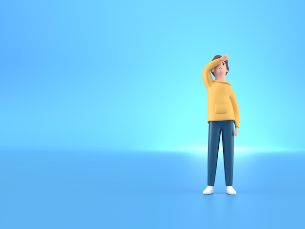 心配する男の 3 D イラストレーション