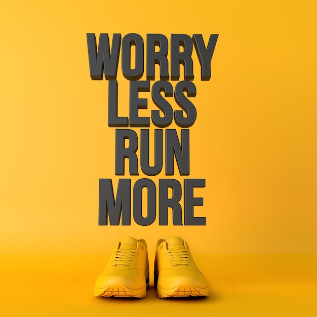 Photo worry less run more motivational workout fitness phrase d rendering