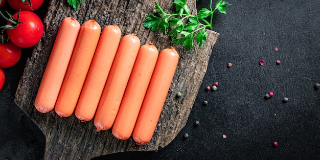 worst halffabrikaten fastfood vlees varkensvlees, rundvlees of kip klaar om maaltijd snack te eten