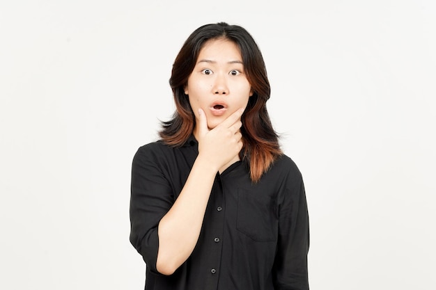 WOW Shocked face expression of Beautiful Asian Woman Isolated On White Background