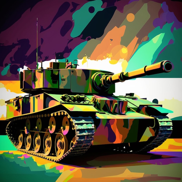 Wpap art tank popart AI gegenereerd