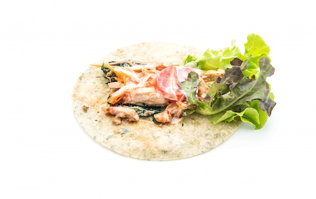 wrap salad roll with chicken and spinach