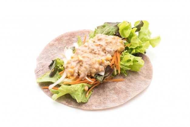 wrap salad roll with tuna corn salad