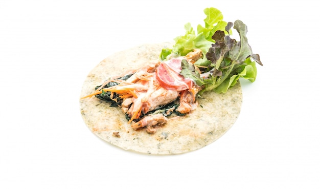 wrap salade roll met kip en spinazie