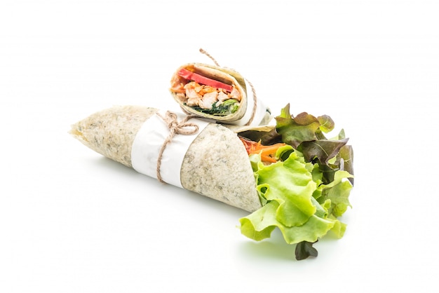 Wrap salade roll met kip en spinazie