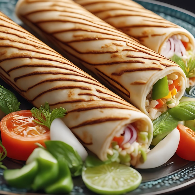 wrap with tortilla sandwich burger and fries